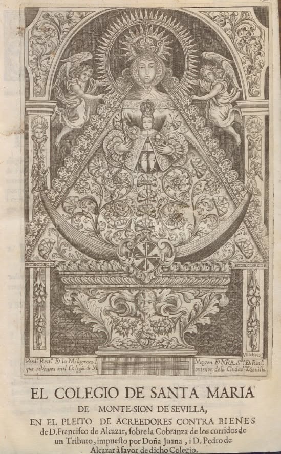 Grabado de la antigua Virgen del Rosario de gloria